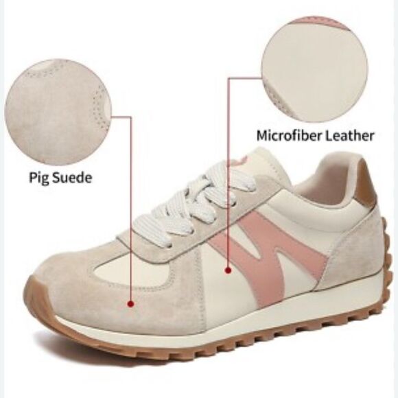 Somiliss Womens Wide Toe Box Microfiber Leather Suede Patchwork Sneakers Sz 8.5 - Picture 2 of 10